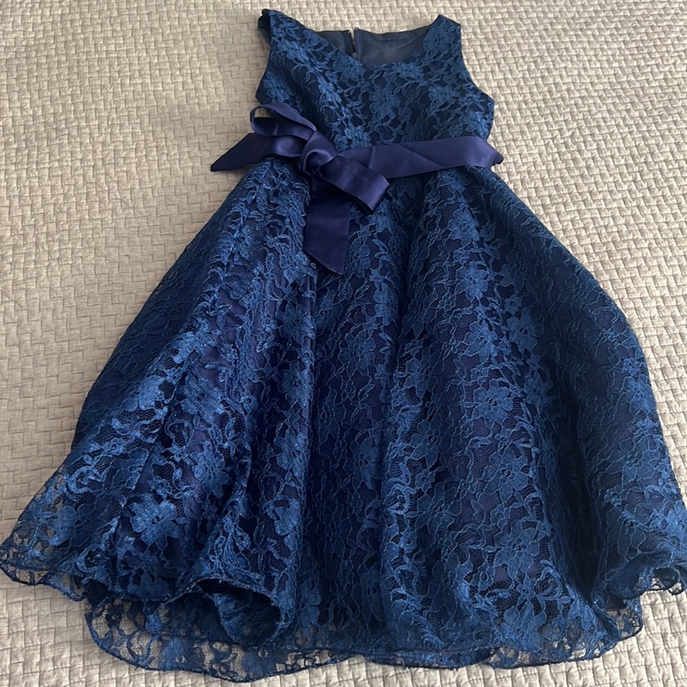 Girls navy blue lace dress.